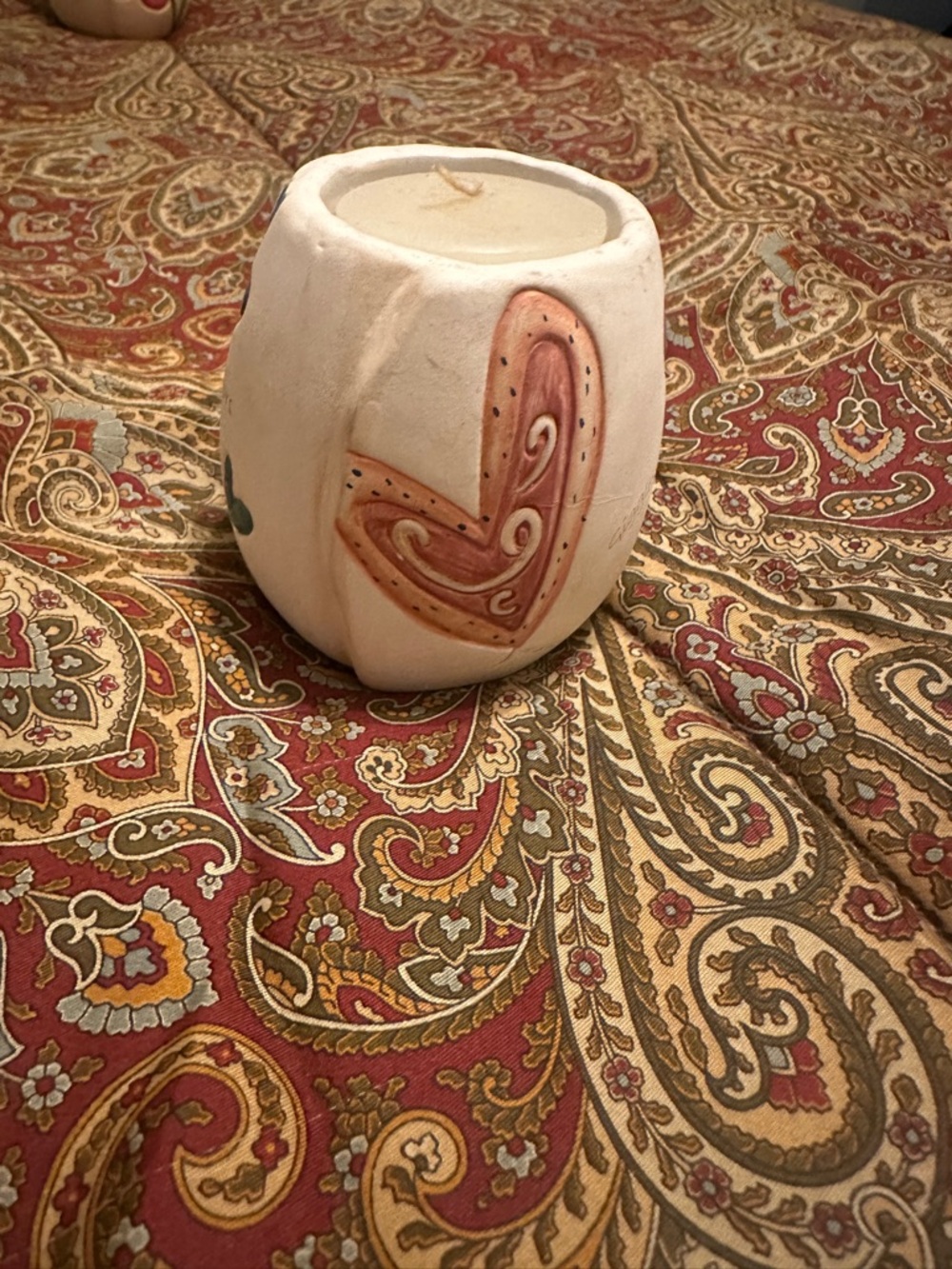Handcrafted White Ceramic Heart Candle Holder: sisters